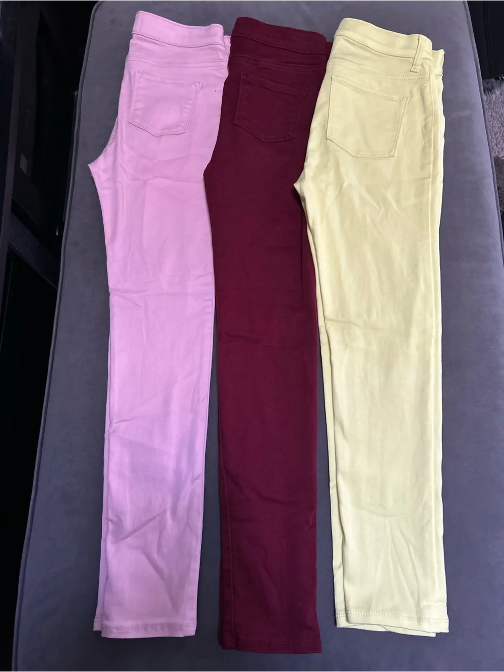 Old Navy Three-Pair Ballerina 🩰 Skinny Jeans in Pink, Burgundy & Yellow